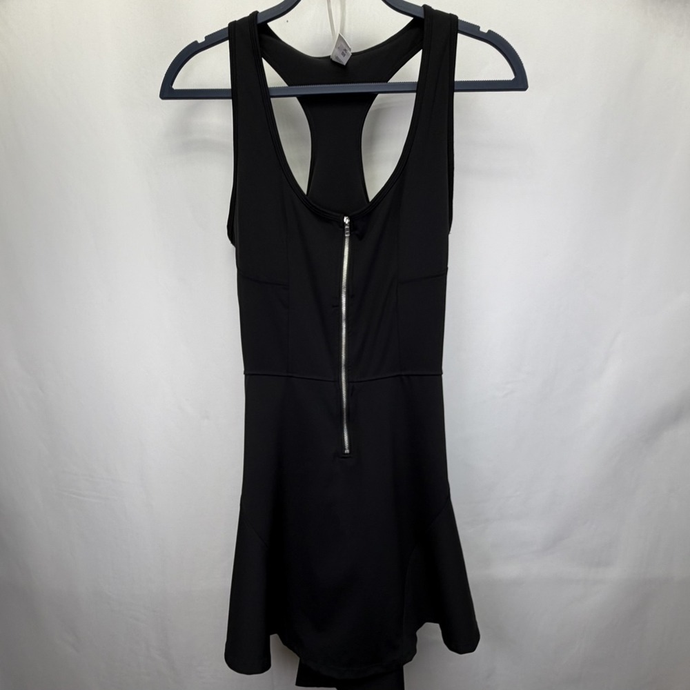 Commense Women's Tennis Dress Skort Racerback Black Size Large Zipper Sleeveless